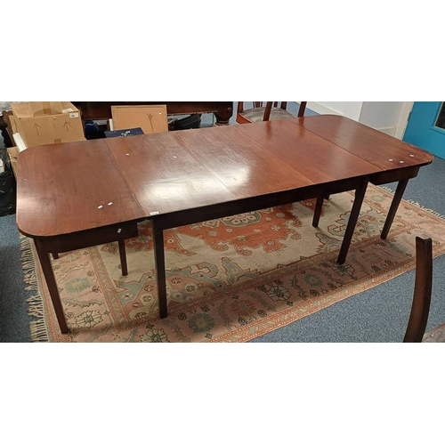 5129 - 19TH CENTURY MAHOGANY D-END DINING TABLE, 242 CM LONG