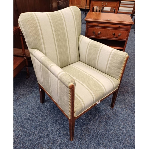 5131 - EARLY 20TH CENTURY INLAID MAHOGANY FRAMED ARMCHAIR ON SQUARE TAPERED SUPPORTS