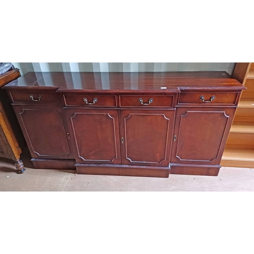 5153 - INLAID MAHOGANY BREAKFRONT SIDEBOARD WITH 4 DRAWERS OVER 4 PANEL DOORS, 180CM LONG