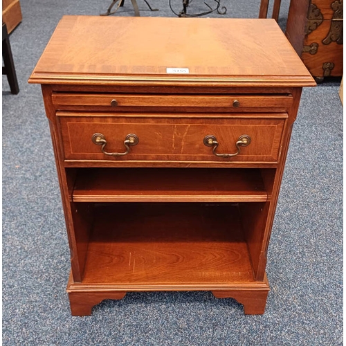 5155 - LATE 20TH CENTURY INLAID MAHOGANY BEDSIDE TABLE WITH BRUSHING SLIDE OVER SINGLE DRAWER, 65CM TALL X ... 