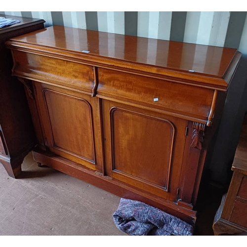 5157 - 19TH CENTURY MAHOGANY SIDEBOARD WITH 2 DRAWERS OVER 2 PANEL DOORS, 93CM TALL X 120CM WIDE