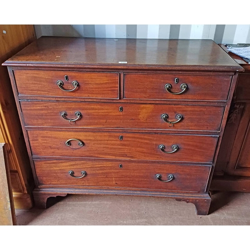 5161 - 19TH CENTURY MAHOGANY CHEST OF 2 SHORT OVER 3 LONG DRAWERS ON BRACKET SUPPORTS, 98CM TALL X 110CM WI... 