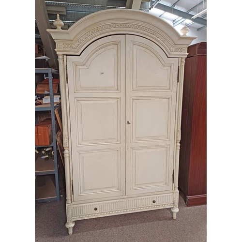 5194 - CONTINENTAL 2 DOOR WARDROBE WITH SHAPED CORNICE & SINGLE DRAWER TO BASE. 230 CM TALL