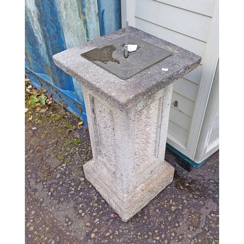 5224 - RECONSTITUTED STONE SUNDIAL ON SQUARE PLINTH