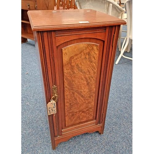 5233 - LATE 19TH CENTURY MAHOGANY & WALNUT SINGLE DOOR BEDSIDE CABINET WITH NUMBERS STAMPED TO BACK, 75CM T... 