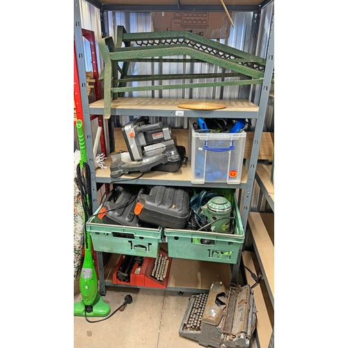 6023 - CAR RAMPS, CIRCULAR SAW, TOOLS, ETC OVER 1 SHELVING UNIT