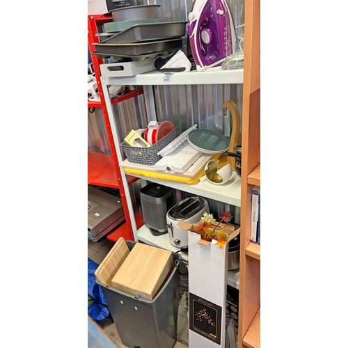 6025 - CANDY MICROWAVE, IRON, KETTLE, KITCHENALIA, ETC OVER 1 SHELVING UNIT