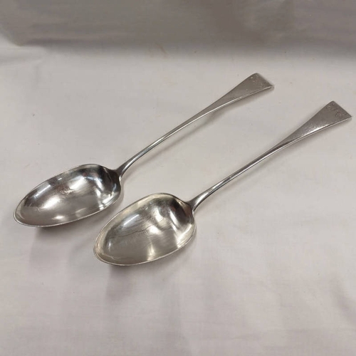 63 - PAIR OF GEORGE III SILVER SERVING SPOONS BY ELEY, FEARN & CHAWNER, LONDON 1812 - 235G