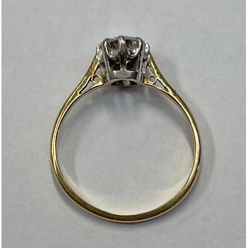 76 - GOLD DIAMOND SINGLE STONE RING, THE BRILLIANT CUT DIAMOND APPROX. 0.65 CARATS, RING SIZE M