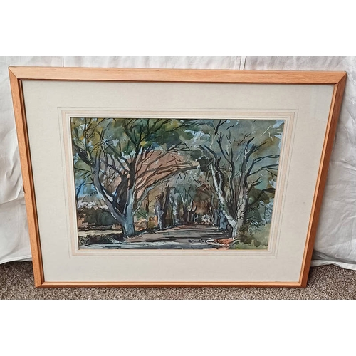 1030 - ROBERT HARDIE CONDIE - (ARR),  THE AVENUE SIGNED, LABEL TO REVERSE FRAMED WATERCOLOUR 31 X 41 CM