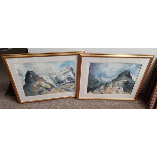 1047 - DAVID J ROWBETH 'THE THREE SISTERS' SIGNED 2 GILT FRAMED WATERCOLOURS 52CM X 72 CM