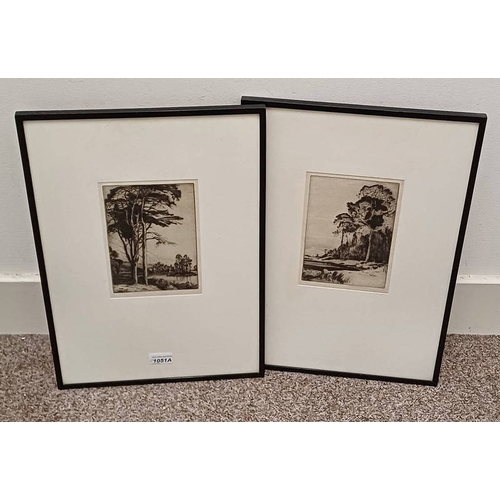 1051A - JOHN G MATHIESON, 2 FRAMED ETCHINGS OF SCOTTISH LOCHS, BOTH SIGNED IN PENCIL WITH LABELS TO REVERSE,... 