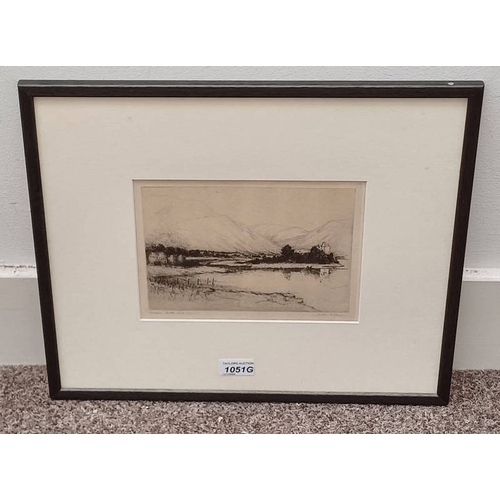 1051G - JACKSON SIMPSON 'KILCHURN CASTLE' SIGNED IN PENCIL FRAMED ETCHING 17CM X 23 CM