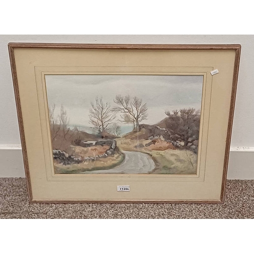 1126L - W MILES JOHNSTONE RURAL SCENE SIGNED FRAMED WATERCOLOUR 34 X 43 CM