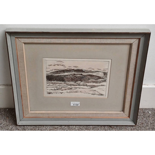 1130 - ARTHUR CHRYSTAL 'OLD ESTUARY - ST CYRUS' SIGNED, LABEL TO REVERSE FRAMED PENCIL WASH DRAWING 16 CM X... 