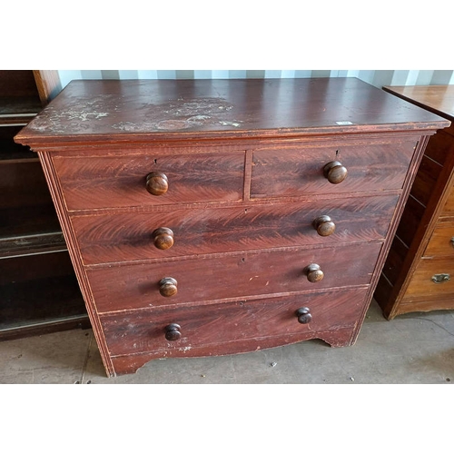 168 - 19TH CENTURY MAHOGANY CHEST OF 2 SHORT OVER 3 LONG DRAWERS, 98CM TALL X 108CM WIDE