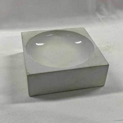 3021 - TROIKA ST IVES POTTERY WHITE GLAZED ASHTRAY FOR HEALS MARKS TO BASE  12 1/2 CM WIDE