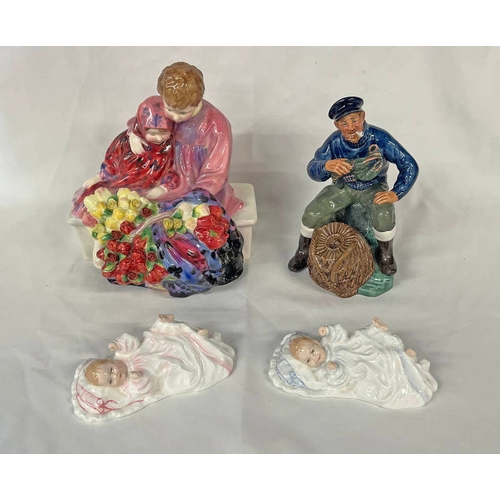 3030 - FOUR ROYAL DOULTON PORCELAIN FIGURES INCLUDING HN 342 - FLOWER SELLERS CHILDREN, HN 2317 - THE LOBST... 