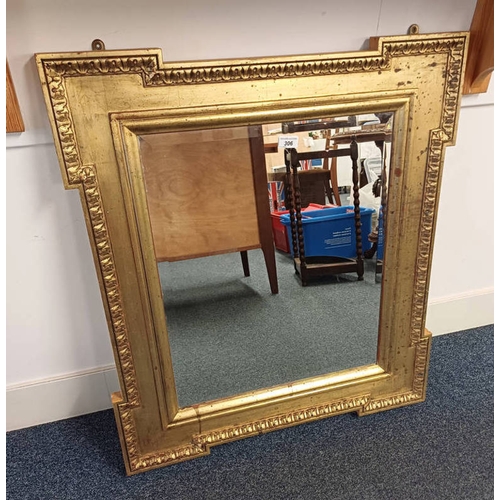 306 - GILT FRAMED RECTANGULAR MIRROR WITH BEVELLED EDGE, GLASS DIMENSIONS 59 X 49 CM