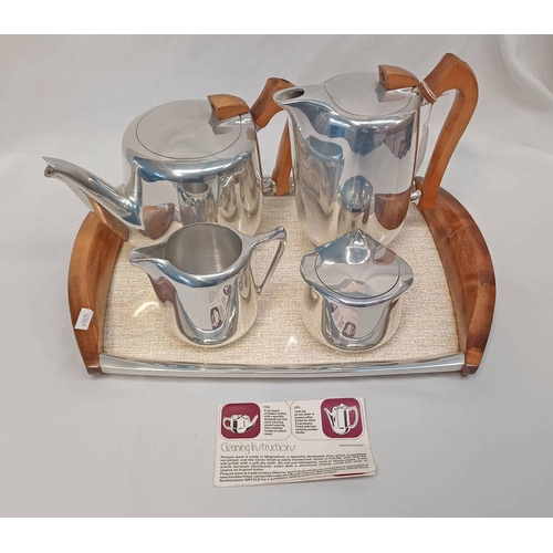 3084 - 4 PIECE PICQUOT WARE TEASET WITH PICQUOT WARE TRAY