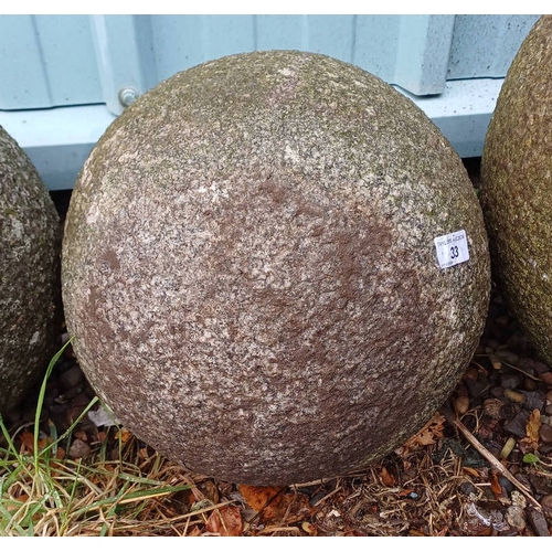 33 - GRANITE ATLAS STONE, APPROX. 37CM TALL