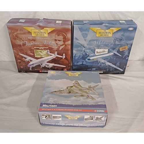 4129 - THREE CORGI MODELS FROM THE AVIATION ARCHIVE RANGE INCLUDING AA350405 - SEPECAT JAGUAR T2 TOGETHER W... 