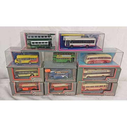 4313 - VARIOUS CORGI OMNIBUS MODEL VEHICLES INCLUDING 40409 - AEC RECENT WITH WEYMANN BODY 40302 LEYLAND RO... 