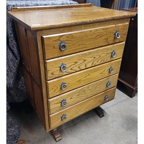 5023 - LATE 20TH CENTURY OAK CHEST OF DRAWERS, 97CM TALL