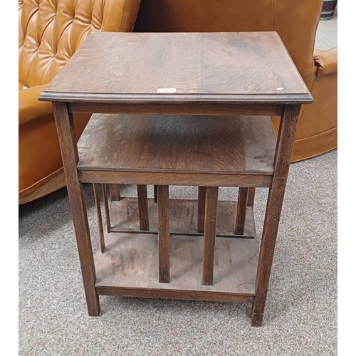 5058 - EARLY 20TH CENTURY OAK BOOK TABLE ON SQUARE SUPPORTS - 75 CM TALL X 56 CM WIDE