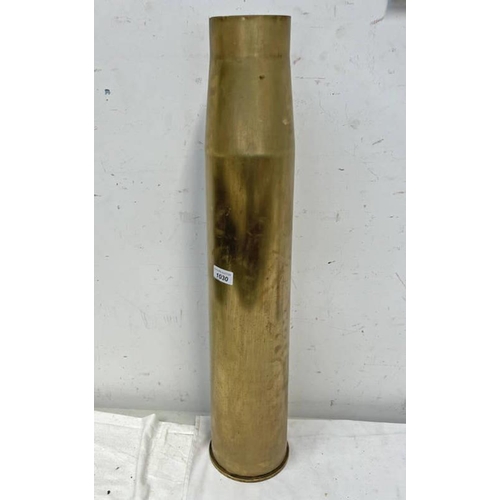 1030 - BRITISH NAVY 4'' BRASS ARTILLERY SHELL DATED 1967 TO BASE WITH MARKINGS, 73CM TALL