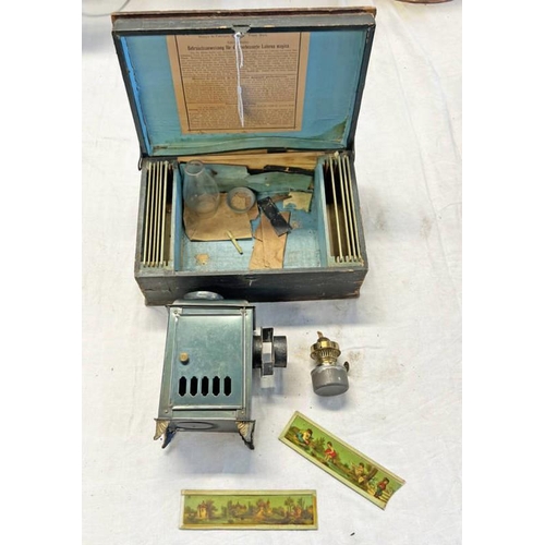 1103 - 19TH CENTURY CASED MAGIC LANTERN WITH SLIDES BY G C & CO