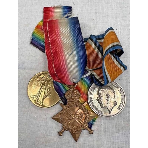 1122 - WW1 MEDAL TRIO WITH 1914-15 STAR AWARDED TO 49016 DVR: A CORNELL RFA, 1914-1918 & VICTORY MEDAL MARK... 