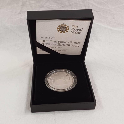 1575 - 2011 UK HRH THE PRINCE PHILIP, DUKE OF EDINBURGH 90TH BIRTHDAY SILVER PROOF £5 COIN, IN CASE OF ISSU... 