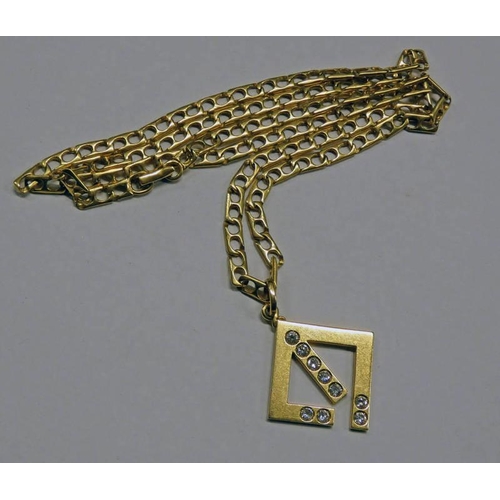 39 - 18CT GOLD DIAMOND SET PENDANT ON AN 18CT GOLD CHAIN - 52.5G