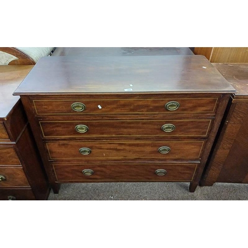 5015 - LATE 19TH CENTURY INLAID MAHOGANY CHEST OF 3 DRAWERS, 85CM TALL