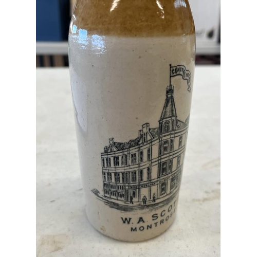 1000 - W A SCOTT MONTROSE CENTRAL HOTEL STONEWARE GINGER BEER BOTTLE WITH GEORGE LOW MONTROSE STOPPER, BUCH... 