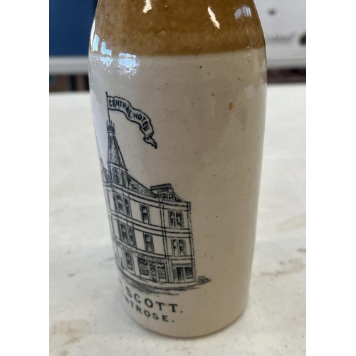 1000 - W A SCOTT MONTROSE CENTRAL HOTEL STONEWARE GINGER BEER BOTTLE WITH GEORGE LOW MONTROSE STOPPER, BUCH... 