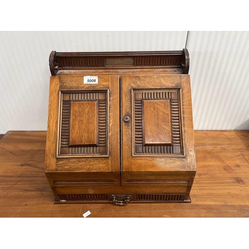 5008 - LATE 19TH CENTURY STATIONARY BOX WITH 2 FOLD-OUT DOORS & FITTED INTERIOR, 36CM TALL