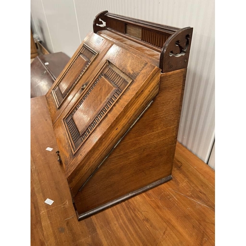 5008 - LATE 19TH CENTURY STATIONARY BOX WITH 2 FOLD-OUT DOORS & FITTED INTERIOR, 36CM TALL