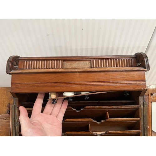 5008 - LATE 19TH CENTURY STATIONARY BOX WITH 2 FOLD-OUT DOORS & FITTED INTERIOR, 36CM TALL