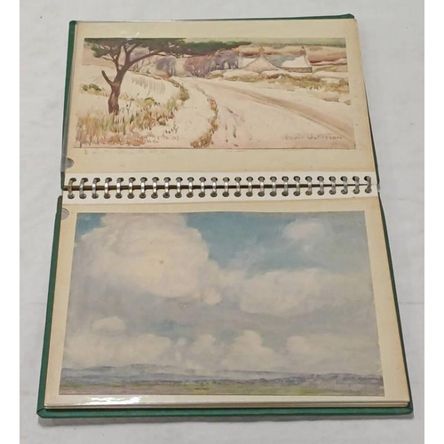 1070 - DAVID WATERSON GREEN PHOTOGRAPH ALBUM WITH CONTENTS OF WATERCOLOURS ETC INCLUDING MARKET DAY, THE AV... 