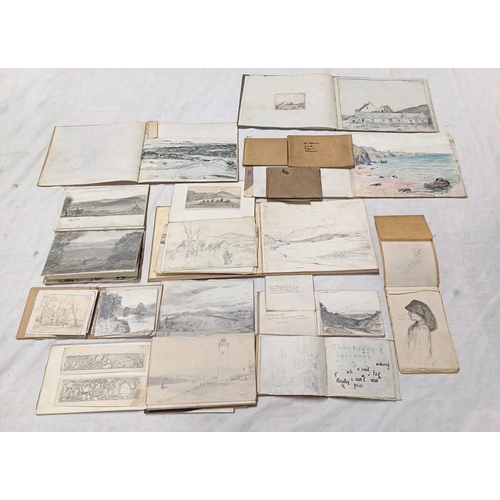 1096 - DAVID WATERSON VARIOUS SKETCH BOOKS WITH CONTENTS OF ST CYRUS, DUNNOTTAR, DEESIDE MEARNS ETC