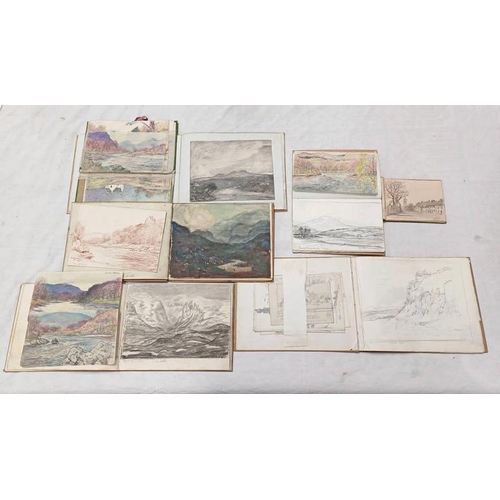 1104 - DAVID WATERSON VARIOUS SKETCH BOOKS WITH CONTENTS OF ST ANDREWS, PITLOCHERY, BRIDGE OF ALAN, PERTH, ... 