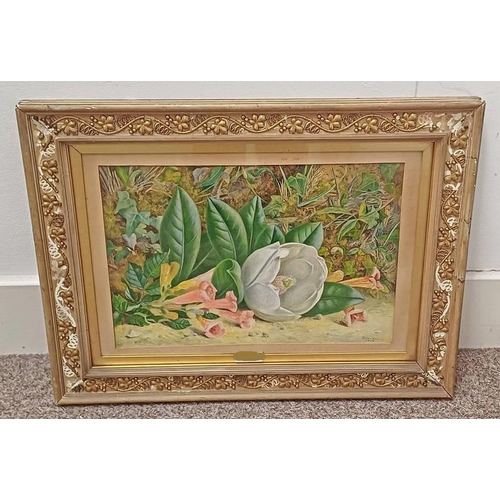 1206 - ALFRED FINLAYSON 'STILL LIFE OF FLOWERS' SIGNED AND DATED 1874 GILT FRAMED WATERCOLOUR 25 CM X 37 CM