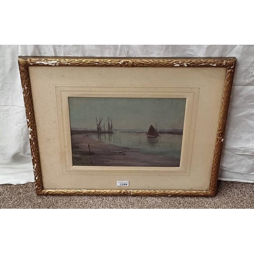 1289 - SCOTTISH SCHOOL,  ''TWILIGHT - A VIEW OF THE EAST COAST''  - INDISTINCTLY SIGNED FRAMED  PASTEL