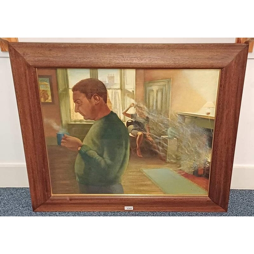 1351 - LESLEY BANK - (ARR)   'ONLY JOKING' SIGNED & DATED 1990  FRAMED OIL ON CANVAS 60 CM X 70 CM PROVENAN... 