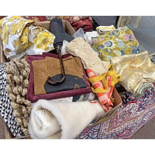 2329 - SELECTION OF VARIOUS FABRIC MATERIAL IN TWO BOXES AND A SUITCASE