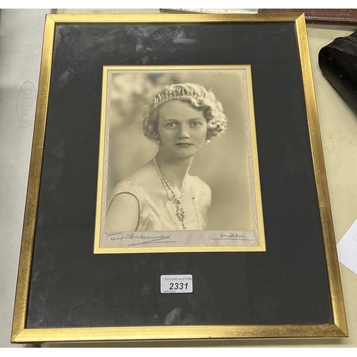 2331 - FRAMED PHOTOGRAPH OF LADY WEARING A TIARA SIGNED IN PENCIL PEARL FREEMAN LONDON, 26CM X 20CM