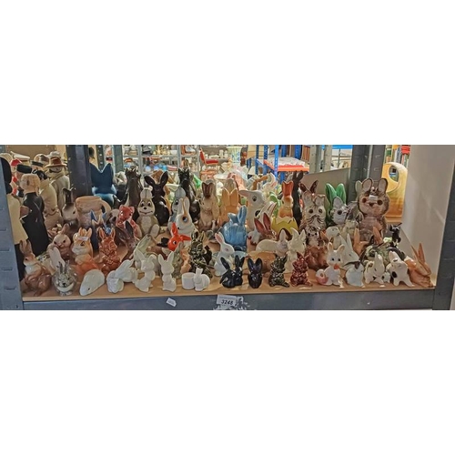 3248 - QUANTITY OF VARIOUS PORCELAIN RABBITS OVER 1 SHELF