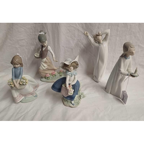 3249 - SELECTION OF LLADRO PORCELAIN FIGURES DEPICTING GIRLS WITH FLOWER BASKETS, GIRL WITH GOOSE ETC - TAL... 